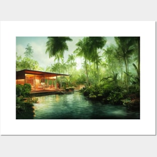 Beautiful river house in nature Posters and Art